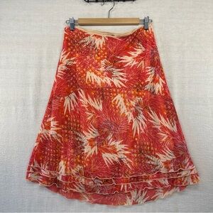 Y2K I.E. Skirt womens Med Pink Tones, Mild Hi-Lo Flutter Hem Elastic Midi Modest